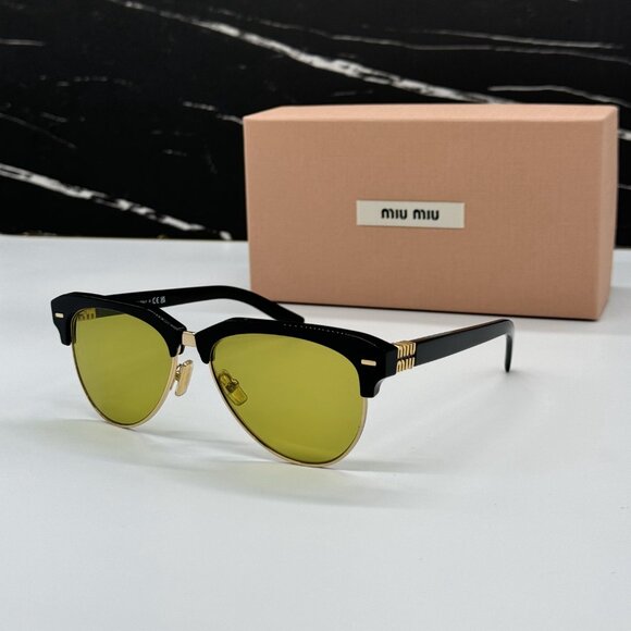 NEW MIU MIU MU 09ZS BLACK GREEN WOMEN SUNGLASSES MU09ZS 1AB07O - Picture 3 of 13